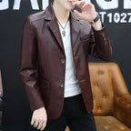 Herren Lederblazer im Korean Style – Eleganter Frühlings- & Herbstblazer für modebewusste Gentlemen
