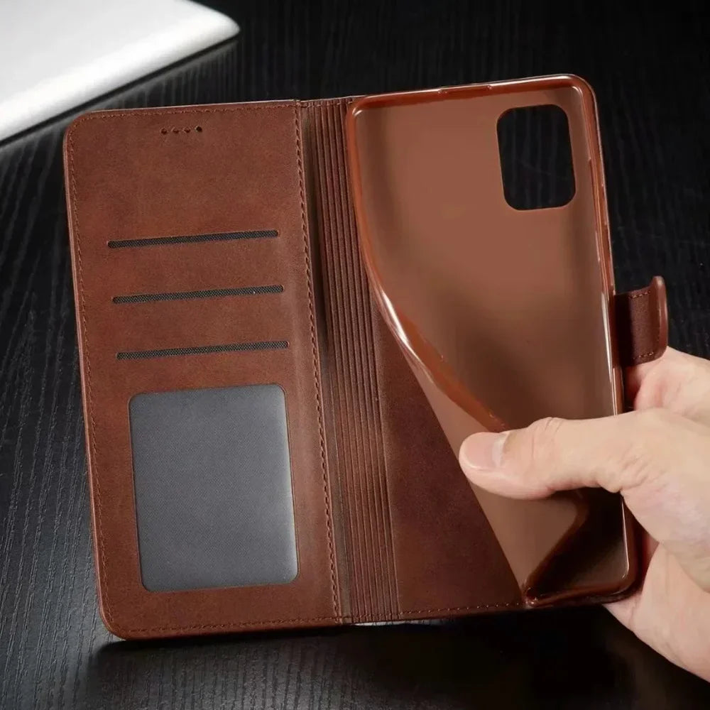 Luxus Leder Wallet Case für iPhone – Flip Cover mit Kartenfächern & Standfunktion für iPhone 5S bis iPhone 17 Pro Max