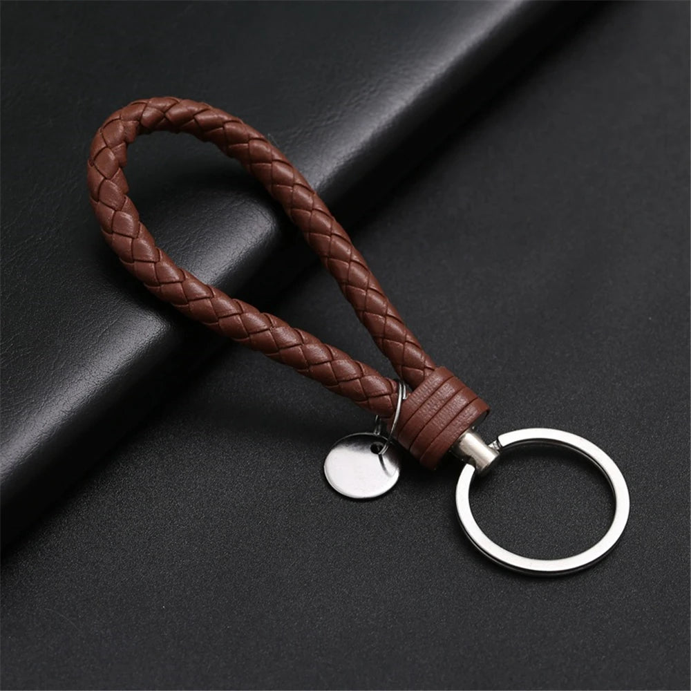 13 cm geflochtener PU-Leder Schlüsselanhänger – Farbiger Keyring für Damen &amp; Herren, modisches Auto- &amp; Taschen-Accessoire mit Metallring
