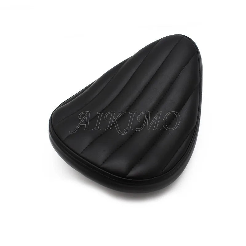 Motos de asiento de cuero con estilo retro Cafe Racer – Flacher Universalsitz para Bobber &amp; Chopper, Stoßdämpfend y vintage-schwarz 