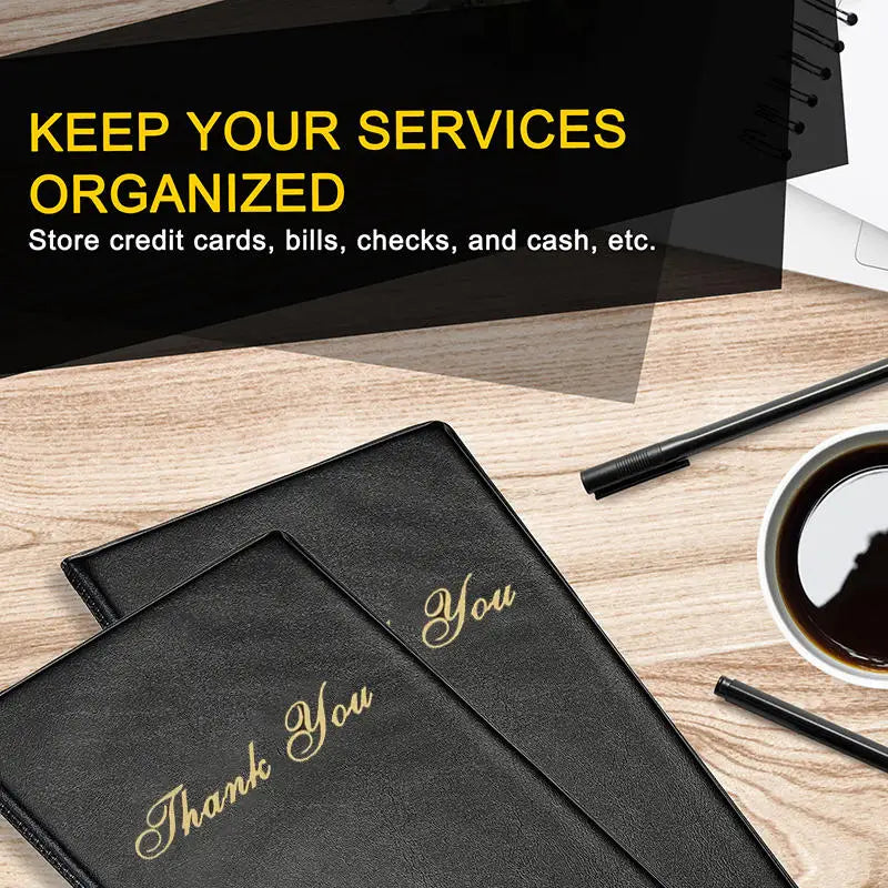 Carpeta de menú de cuero de primera calidad, tarjetero para cheques de invitados, presentador de cheques de restaurante, carpeta de menú para mesero, organizador de chequera 