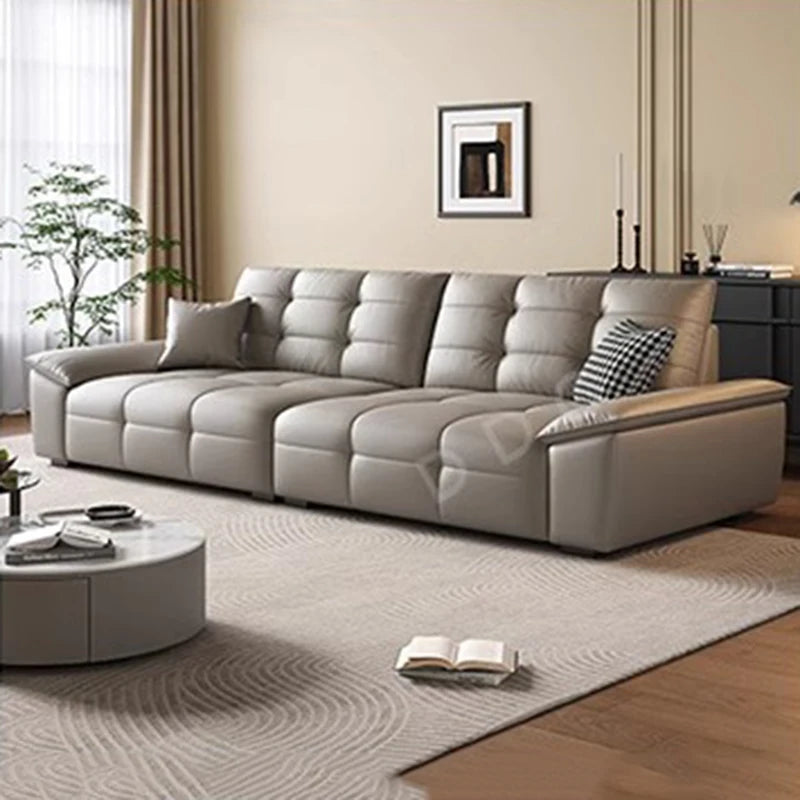 Luxus Sofa in Schwarz aus Echtleder – Italienisch inspiriertes, modernes Designer-Sofa mit Massivholzrahmen