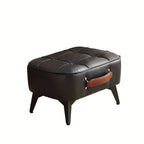 Light Luxury Leder Sitzhocker quadratisch – Weicher PU-Leder Schuhwechselstuhl &amp; Sofa-Fußhocker im Modern-Morocco-Design