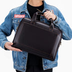 LAOSHIZI Herren Leder-Handtasche - Maletín para portátil Rindsleder de capa superior y bolso cruzado diagonal para oficina