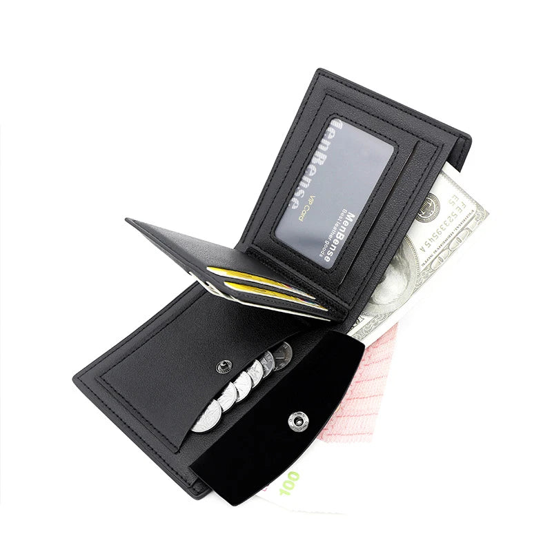 Slim Herren Geldbörse – Kurzform PU Leder Wallet mit Karten-, Foto- &amp; Münzfach