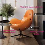 Luxuriöser Nordic Lazy Leder-Einzelsessel mit 360° Drehfunktion – Moderner Relax-Armchair mit Rollen für Wohnzimmer