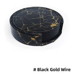 6er Set Kunstleder Untersetzer in Marmor-Optik mit Halter – Rutschfeste & wasserdichte Getränkeuntersetzer für Bar, Küche & Esstisch