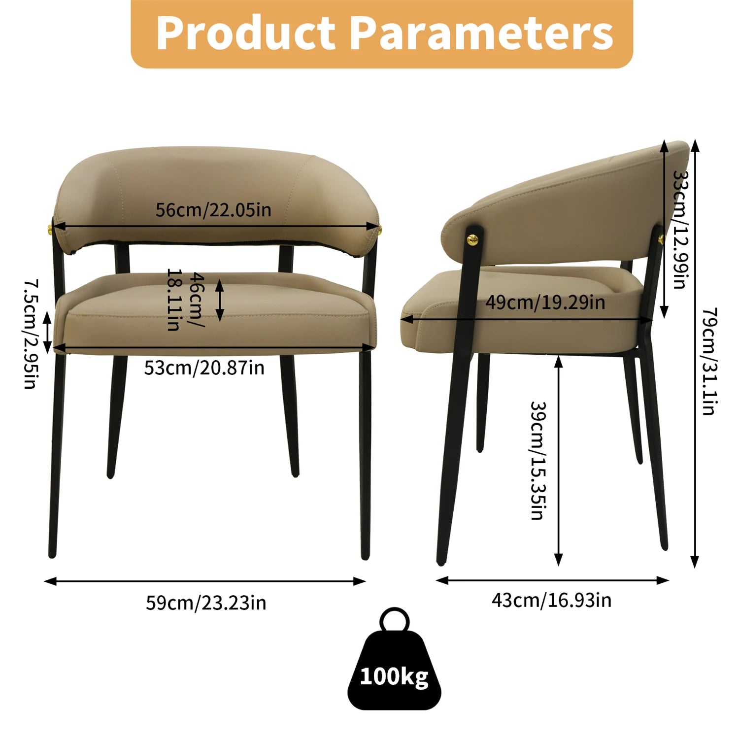 Set aus 2 luxuriösen Esszimmerstühlen aus Mikrofaserleder – Gepolsterte Dining Chairs mit Armlehnen für Küche, Restaurant, Hotel & Büro
