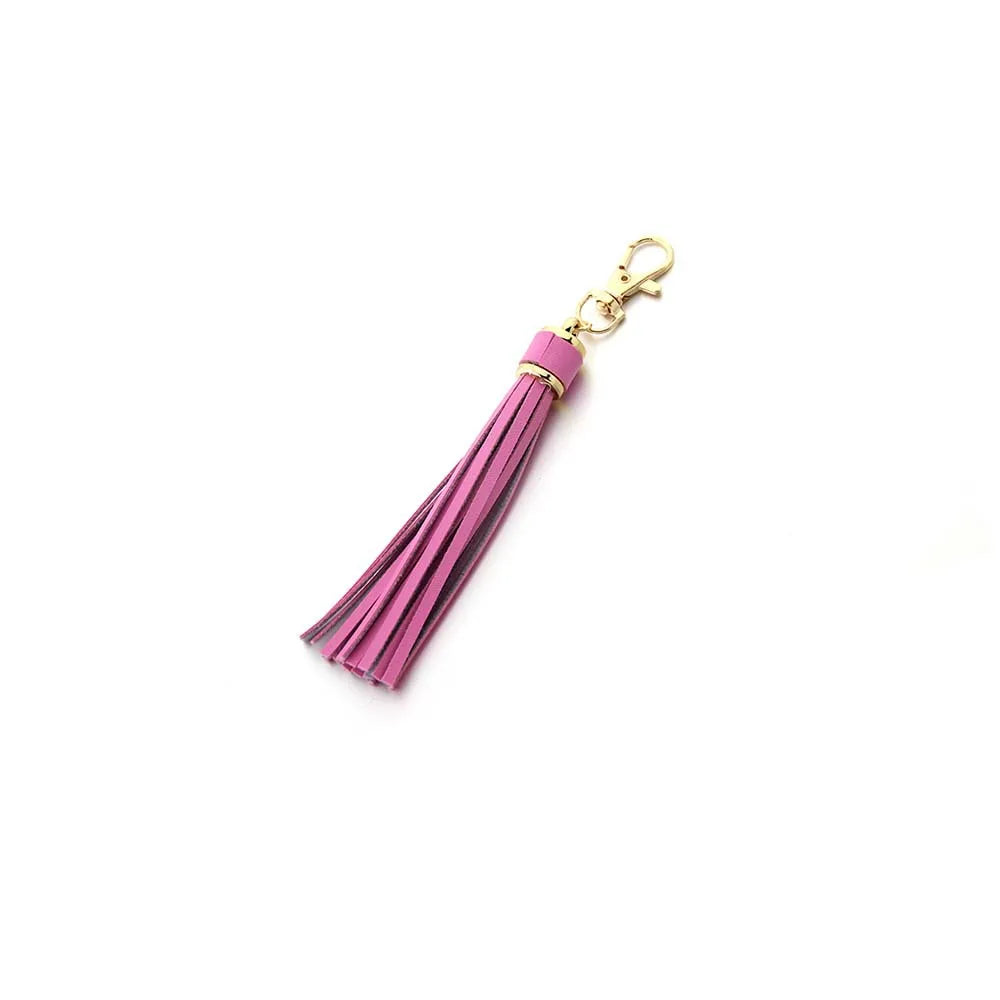 Edler Leder Quasten Schlüsselanhänger mit Karabinerhaken – Eleganter Tassel Keychain & Taschenanhänger in Goldoptik für Damen