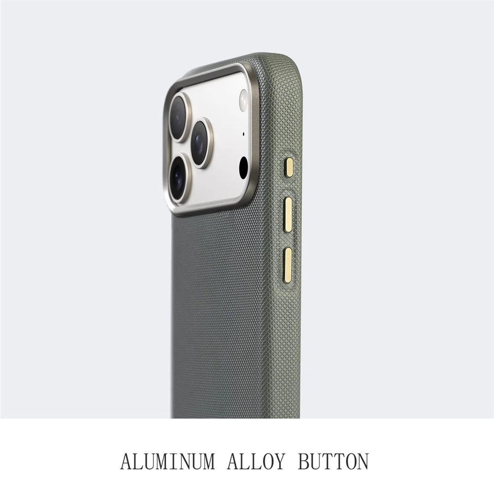 Funda de cuero de lujo con textura de diamante y MagSafe para iPhone 13-17 Pro Max - Funda de cubierta completa con protección de cámara metálica y carga inalámbrica