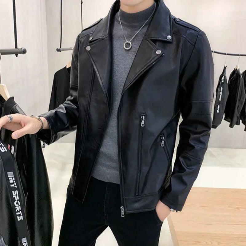 Herren Lederjacke Schwarz – Eleganter Casual Leder-Blazer mit Reißverschluss, Luxus Design für Herbst & Winter