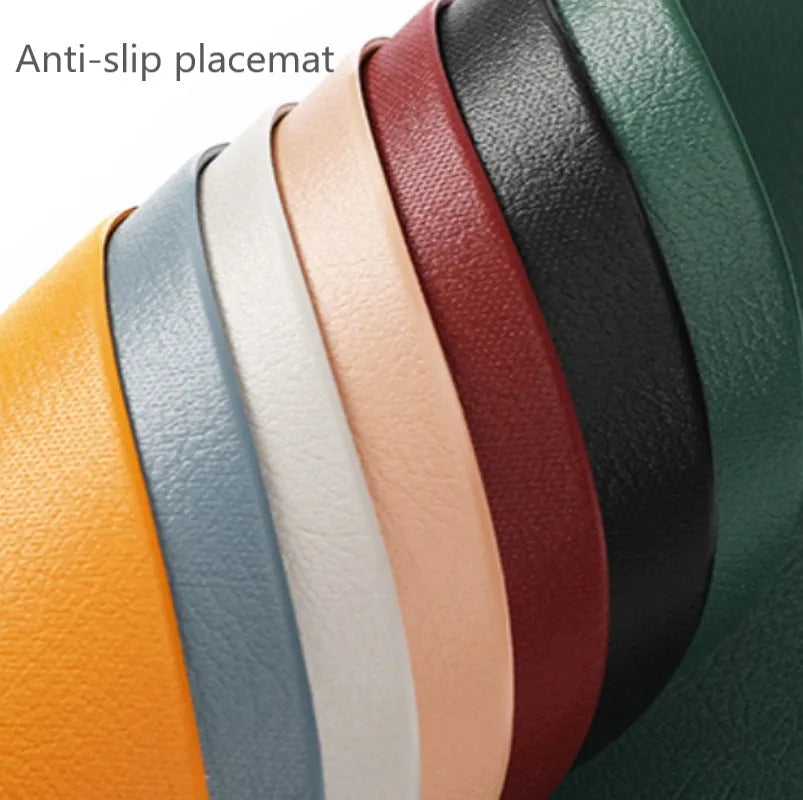 Orange Tischset & Untersetzer Set aus PU-Leder – Öl- & Wasserabweisende Platzsets in unregelmäßiger Form für Küche, Esstisch & Café