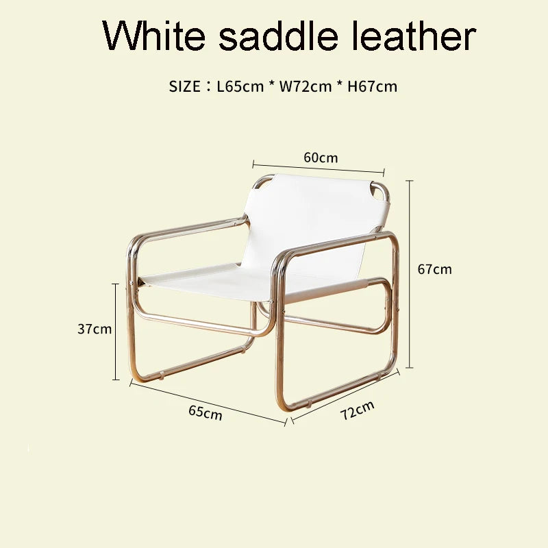 Sillón Bauhaus aus Sattelleder &amp; Edelstahl – Diseñador clásico-Lehnstuhl im minimalistaischen Stil für Wohnzimmer