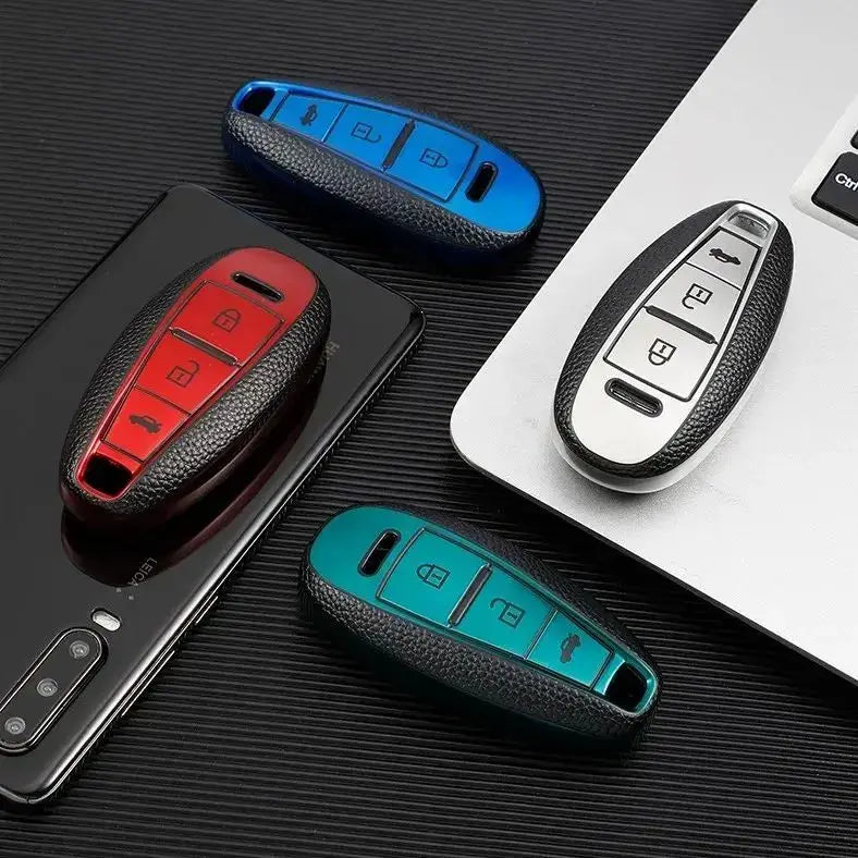 TPU Leder Autoschlüssel Hülle für Suzuki – Smart Key Cover mit Schlüsselanhänger für Baleno, Swift, Vitara, SX4 S-Cross, Ertiga & mehr