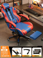 Ergonomischer Bürostuhl aus Leder mit Fußstütze & Rückenlehne – Höhenverstellbarer Drehstuhl mit Armlehnen & Rollen für Homeoffice & Büro