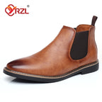 YRZL Herren Chelsea Boots 2025 - Botines Retro De Cuero De PU, Cómodos Zapatos Sin Cordones, Negro Y Braun, Größen 39–47