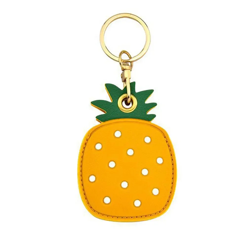 Leder Erdbeer- & Zitronen-Schlüsselanhänger – Verspielter Keychain als Taschen- & Autoanhänger, fruchtiger Bag Charm & Geschenkidee