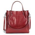 ZENCY Multifunktionale Ledertasche – Gros Shopper Bag aus 100% Echtleder für Damen, Schulter- &amp; Crossbody Tote, Rouge