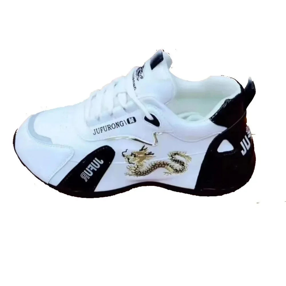 Designer Damen Sneaker Sommer – Wasserdichte PU-Leder Sneakers mit Plateau, Leichte & Atmungsaktive Slip-On Freizeitschuhe für Damen