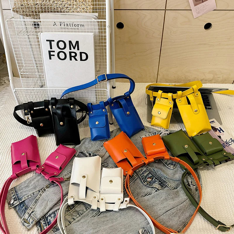 LXHYSJ Damen 2-in-1 Bauchtasche – Leder Crossbody & Chest Bag, Designer Mini Fanny Pack für Frauen 2024