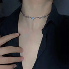 Vintage schwarze Lederkette mit geflochtenem Band & geometrischem Anhänger – Schlichte Halskette für Damen & Girls