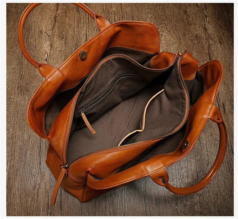 PNDME Vintage Leder Reisetasche aus echtem Rindsleder - Bolsa grande para viajes de fin de semana y al aire libre con primera capa de piel de vaca para mujeres y hombres 