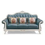 Elegantes Luxus Leder Sofa für Wohnzimmer – Designer Couch im nordischen Stil mit breiten Armlehnen, hochwertiges Echtleder & Postmodernes Design