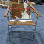 Bauhaus Lounge Armchair im Corbusier-Stil – PU-/Leder-Sessel mit Edelstahlrahmen für modernes Wohnzimmer