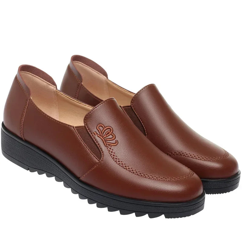 YanCloud Mocassins en Cuir pour Femmes – Bequeme Slip-On Flats Mit 3 cm Absatz, Mokassins Atmungsaktive pour Alltag &amp; Autofahren