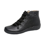 Damen Schneestiefel Knöchelhoch – Warme Winter Ankle Boots mit Schnürung, flachem Absatz & Vintage-Design