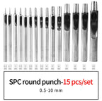 WUTA SPC Rundloch Stanzen Set - 6-teiliges Hohlstanzer Werkzeug aus Spezialstahl für Leder, Gürtel &amp; Uhrarmbänder 