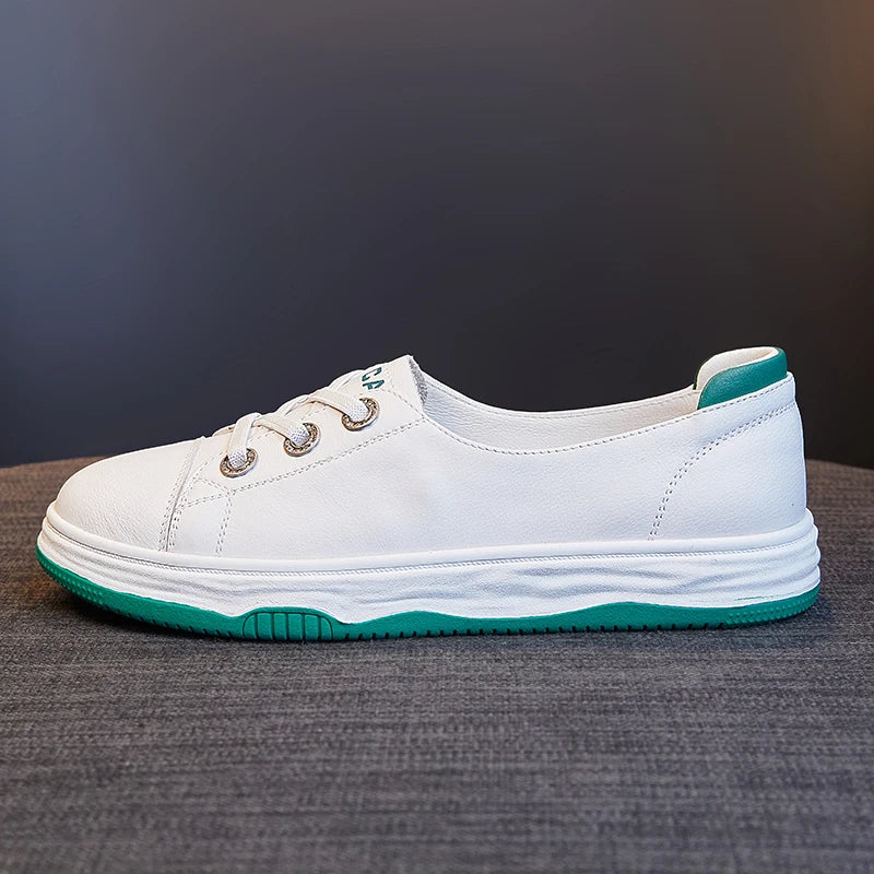 Damen Leder Sneaker Slip-On – Luxus Casual Schuhe aus echtem Leder, flache Designer-Sneakers für Frühjahr & Sommer