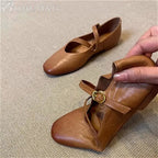 BAIMUYING Mary Jane Damen 2025 – Retro Flats aus Kunstleder mit Runder Zehenpartie, Bequeme Alltagsschuhe für Frühling und Sommer