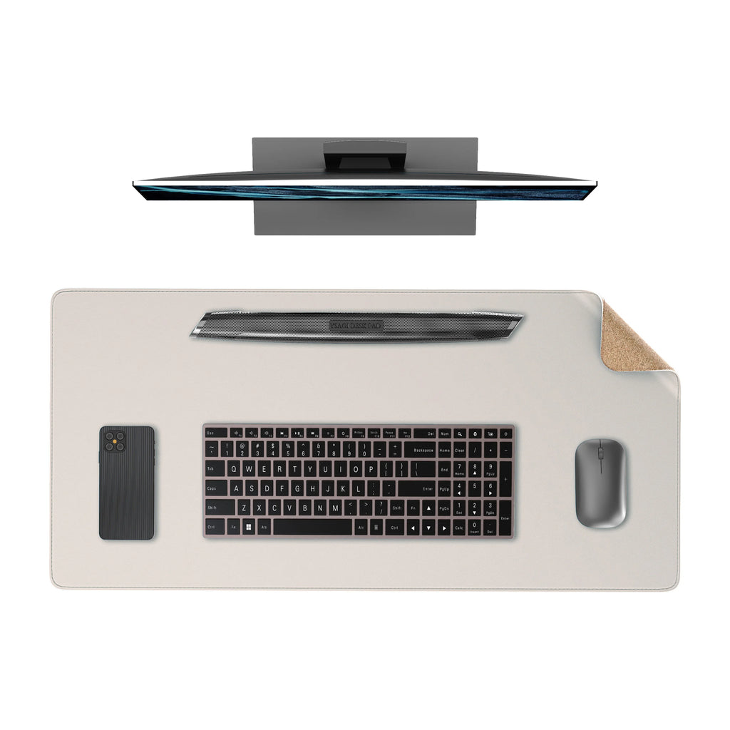 YSAGi Doppelseitige Leder Schreibtischunterlage – Große Desk Mat aus Leder &amp; Kork in Schwarz, Rutschfeste Schreibtischauflage &amp; Mauspad für Büro &amp; Zuhause