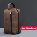 Business Reise Kulturbeutel aus PU-Leder – Wasserdichte Wasch- &amp; Rasieretasche für Damen &amp; Herren, kompakter Toiletry Organizer 