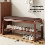 Geflochtener Schuhwechselhocker aus Massivholz – Sitzbarer Schuhhocker mit mehrlagigem Stauraum für Flur & Eingangsbereich