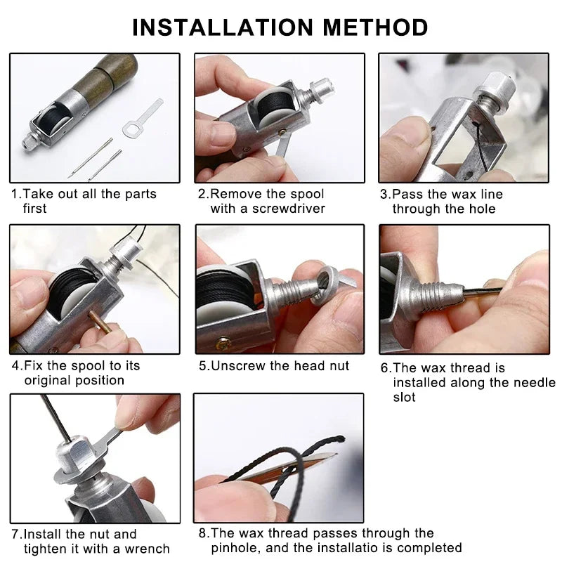 Leder Nähahle Set – Handnähmaschine mit Speedy Lock Stitcher, Nadeln & Garn für DIY Lederarbeiten, Canvas & Reparaturen