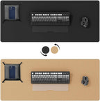 YSAGi Doppelseitige Leder Schreibtischunterlage – Große Desk Mat aus Leder &amp; Kork in Schwarz, Rutschfeste Schreibtischauflage &amp; Mauspad für Büro &amp; Zuhause