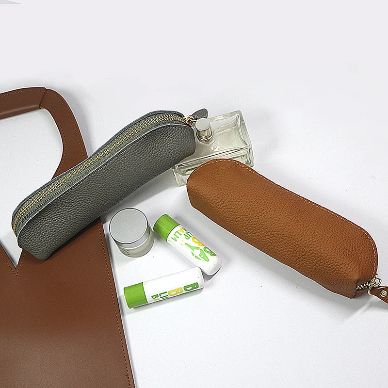 Personalisierte Leder Stiftetasche aus echtem Rindsleder – Estuche para bolígrafos de negocios con iniciales y cierre de caja 