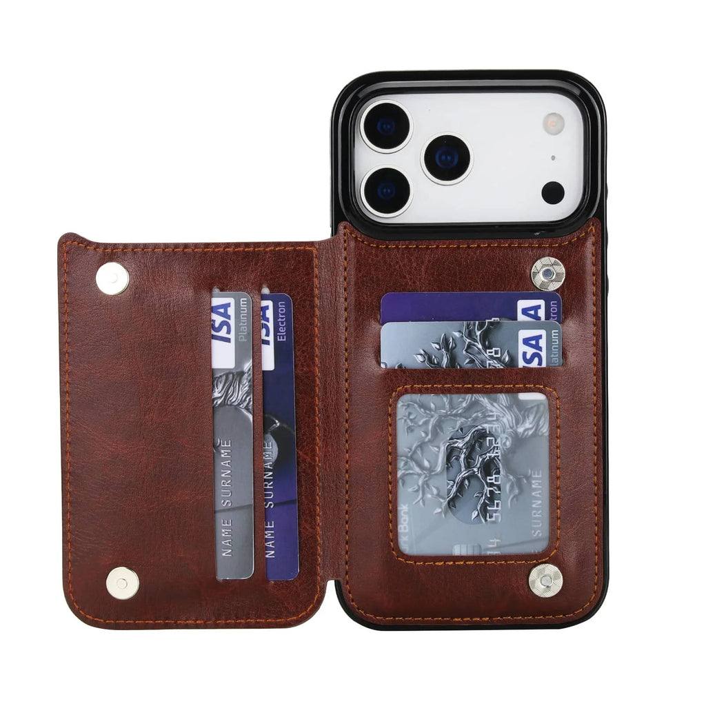iPhone 17 / 17 Air / 17 Pro / 17 Pro Max Wallet Lederhülle – Flip Case mit Kartenfächern, Standfunktion & Doppel-Magnetverschluss