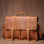 LUOKIR Vintage Herren Aktentasche aus echtem Crazy-Horse-Leder – Luxus Leder Messenger &amp; Laptoptasche für 14 Zoll, Business &amp; Reisen