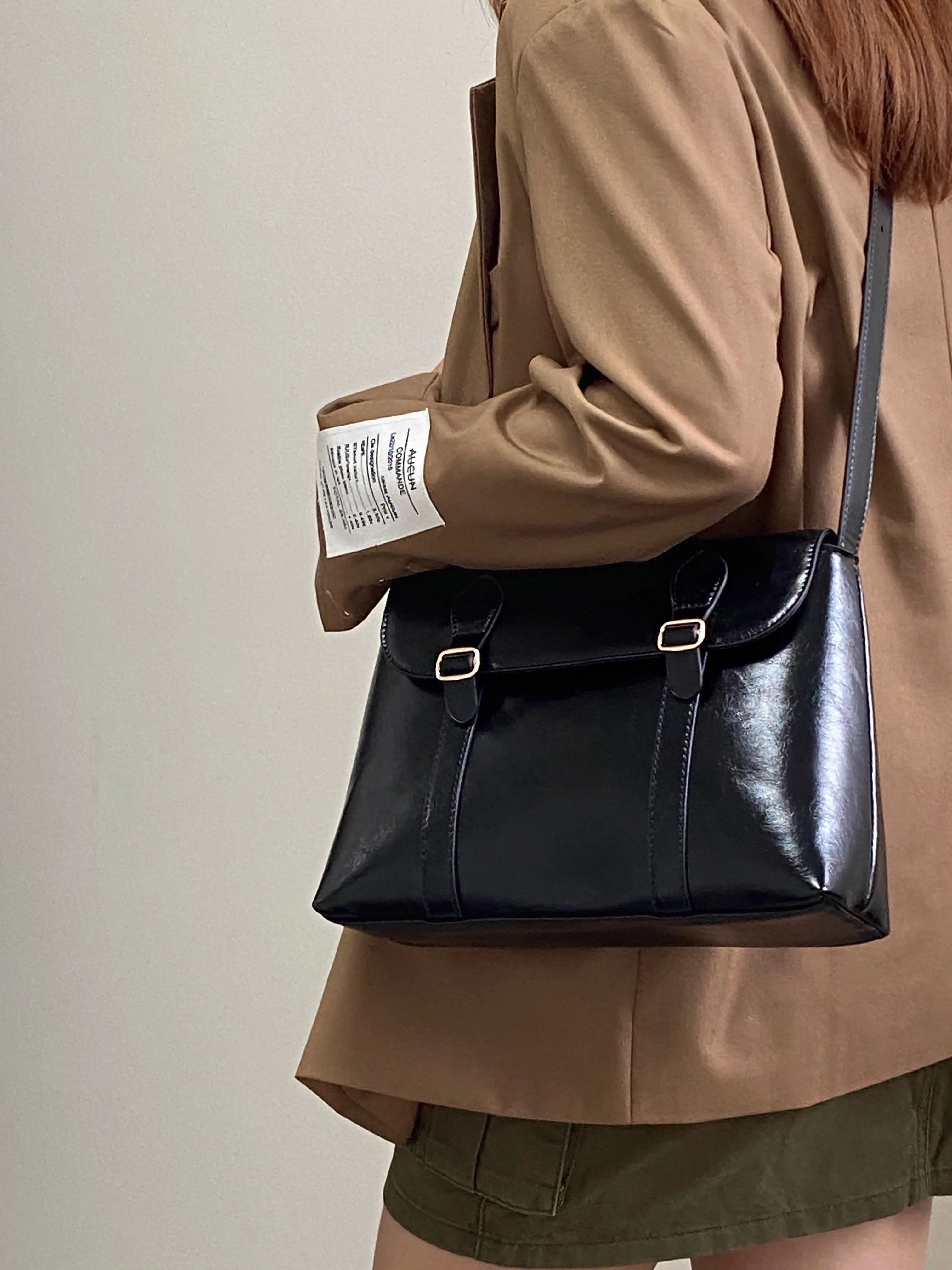 IMYOK Vintage Damen Schultertasche – Grand sac fourre-tout en cuir PU, sac messager pour l'université, le travail et les étiquettes