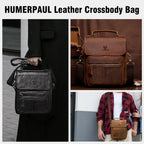 HUMERPAUL Herren Leder-Umhängetasche – Luxuriöse Business Messenger Bag en cuir véritable avec housses de protection pour hommes