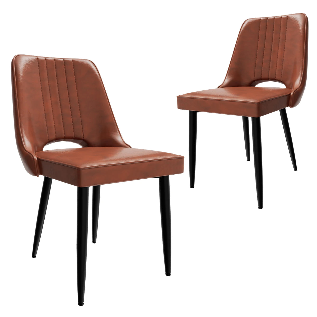 Set de 2 sillas de comedor modernas con estilo moderno – Sillas de comedor combinadas con correas altas y barras metálicas para cocina y salón