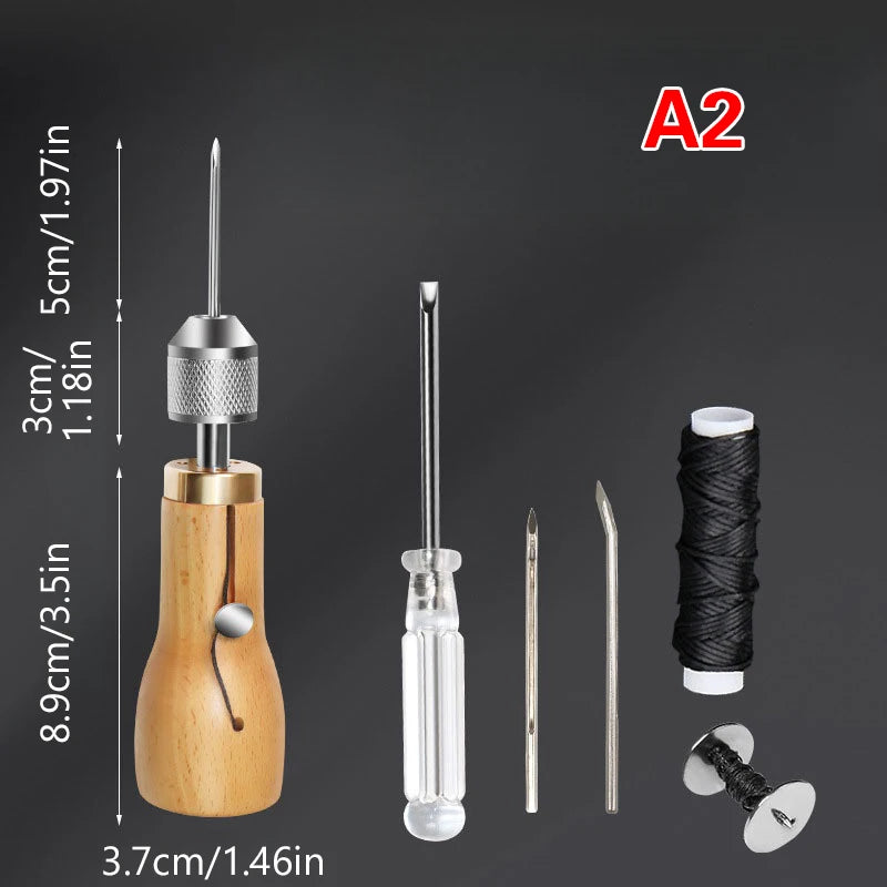 Professionelles Leder Nähset mit Stitching Awl – Handnähwerkzeug für Leder, Canvas & Schuhreparatur