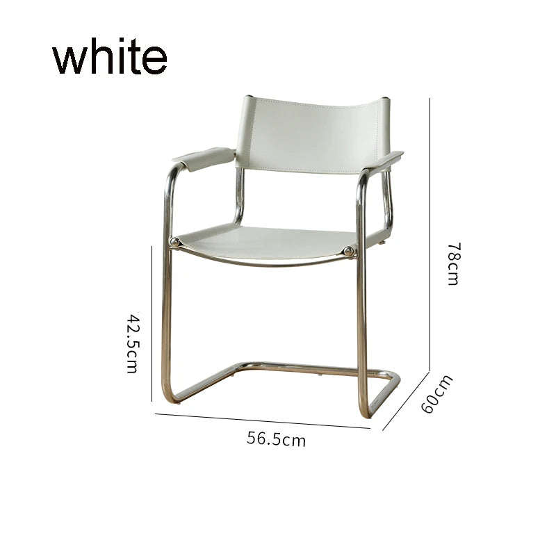 S34 Bauhaus Freischwinger Lounge Chair – PU-Sattelleder & Edelstahlrahmen, Cantilever Armchair für Wohnzimmer