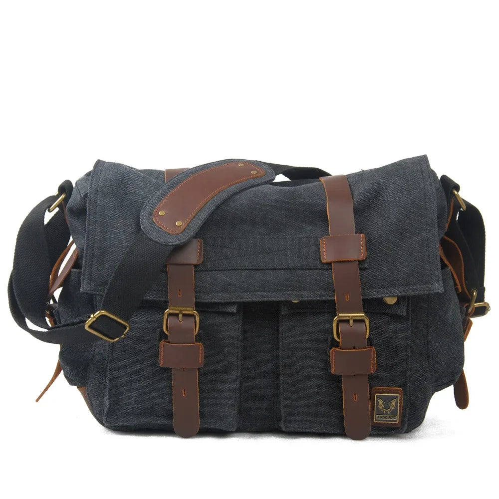 MUCHUAN Vintage Kamera Bag – Canvas & Echtleder, Single Shoulder Messenger Bag, Wasserdicht, SLR Fototasche