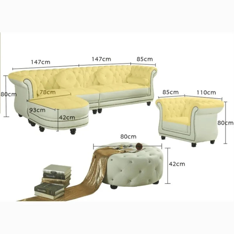 Modernes Weißes Ledersofa U-Form – Elegantes Sofa-Set für stilvolle Wohnzimmer mit großzügigem Sitzkomfort
