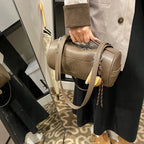 Moods Boutique Damen Zylinder-Schultertasche – Multifunktionale Luxus-Handtasche 2024 mit Anhänger 