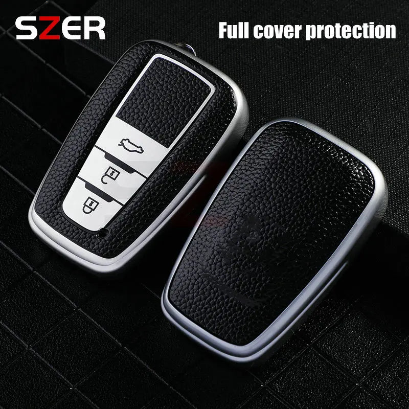 Funda de cuero premium de TPU para coche para Toyota – Funda robusta para llaves para Prius, Camry, Corolla, C-HR, RAV4 y Prado (desde 2018)